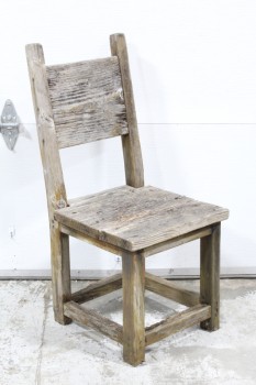 Chair, Rustic , HOMEMADE, VERY AGED, DISTRESSED, WEATHERED, WOOD, BROWN