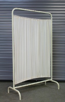 Medical, Screen, HOSPITAL,1 PANEL W/CURTAIN,ROUNDED TOP, Condition Not Identical To Photo, METAL, WHITE
