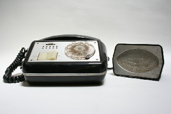 Phone, Rotary, VINTAGE, OLD STYLE, 1960'S, W/SPEAKER, LO>HI DIAL, LARGE ON/OFF SWITCH, PLASTIC, BLACK