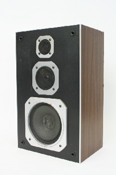 Audio, Speaker, RECTANGULAR,FAUX WOODGRAIN,NO CLOTH COVER,NO WIRES, WOOD, BROWN