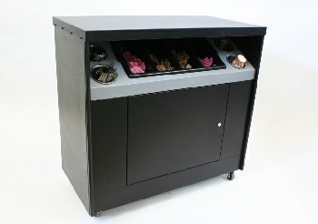 Cart, Misc, FOOD SERVICE STAND, OFFICE / BREAKROOM, COFFEE / TEA, REFRESHMENT OR BEVERAGE STATION, 1 LOWER CABINET, METAL, BLACK