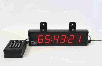 Clock, Countdown, WALLMOUNT DIGITAL COUNTDOWN TIMER W/REMOTE CONTROLS (RUN/HOLD, UP/DOWN, RESET, SET OWN NUMBERS), METAL, BLACK