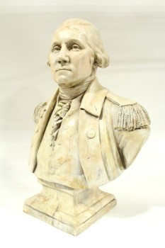 Statuary, Bust, CLASSICAL REPRODUCTION, AMERICAN PRESIDENT GEORGE WASHINGTON, FAUX MARBLE, PLASTER, WHITE