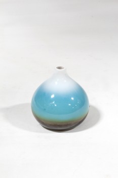 Vase, Bud, WHITE / BLUE / GREEN / BROWN GRADIENT, SMALL OPENING, CERAMIC, BLUE