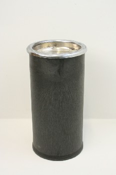 Ashtray, Floor, VINTAGE CYLINDRICAL STAND W/METAL BOWL, FREESTANDING, PUBLIC / OUTDOOR / LOBBY, SMOKING, CIGARETTE, PLASTIC, BLACK