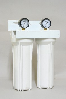 Medical, Container, 2 LAB CYLINDERS W/PSI GAUGES,WALLMOUNT FRAME, PLASTIC, WHITE