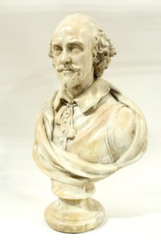 Statuary, Bust, CLASSICAL REPRODUCTION, LITERATURE, SHAKESPEARE, FAUX MARBLE, PLASTER, WHITE