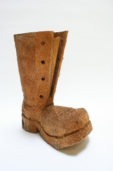 Decorative, Feet, CARVED BOOT,ROUGH TEXTURE,NO LACES, WOOD, NATURAL