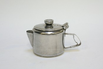 Restaurant, Supplies, SINGLE SERVING TEAPOT W/HINGED LID,CYLINDRICAL, STAINLESS STEEL, SILVER