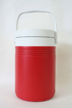 Camp, Cooler , WHITE LID & HANDLE, PLASTIC, RED