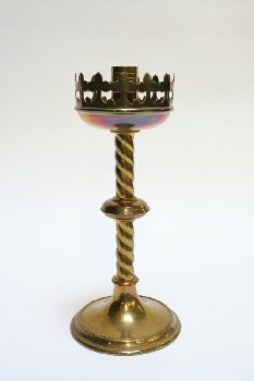 Candles, Stick, TWISTED LOOK,ROUND BASE, METAL, GOLD