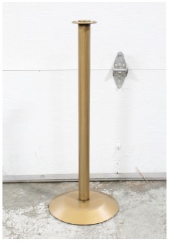 Stanchion, Post, FLAT TOP & ROUND BASE, FREESTANDING, CROWD CONTROL, METAL, BRASS