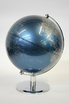 Globe, Tabletop, WORLD, BLUE & GREY, ON ROUND BASE, PLASTIC, BLUE