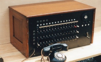 TABLE OR DESK TOP CORDLESS SWITCHBOARD, OAK, CIRCA 1930 - Phone Not Included, Commercial & Institutional