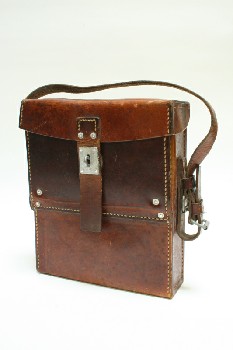 Luggage, Case, SAMPLE CASE,BAGS W/TIES INSIDE,W/BUCKLE STRAP, LEATHER, BROWN