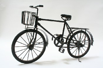 Decorative, Bicycle, BICYCLE W/BASKET & RUBBERTIRES, METAL, BLACK