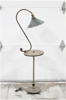 Lighting, Floor Lamp, SALVAGED INDUSTRIAL GREEN FUNNEL SHADE W/CHAIN PULL, 24