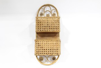Wall Dec, Holder, LETTER, 2 POCKETS W/CANING, WICKER, NATURAL