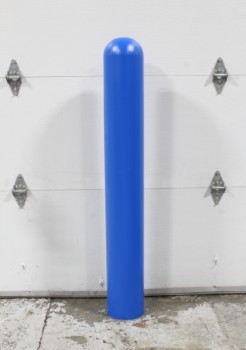 Stanchion, Bollard, BOLLARD COVER OR SLEEVE, HOLLOW W/ROUNDED TOP & OPEN BOTTOM, VERTICAL MARITIME / TRAFFIC / STREET BARRIER POST COVER, PLASTIC, BLUE