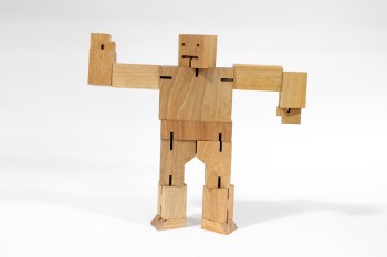 Toy, Robot, CUBE ROBOT W/ELASTIC MOVABLE LIMBS , WOOD, BROWN