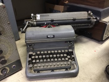 Desktop, Typewriter, VINTAGE TYPEWRITER,AGED , METAL, GREY