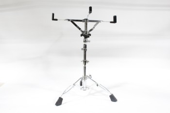 Music, Stand, SNARE DRUM STAND W/BLACK RUBBER FEET, ADJUSTABLE , METAL, SILVER