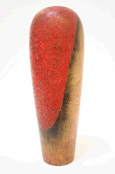 Vase, Wood, TAPERED, RED PATCH W/BURN MARKS, ROUNDED TOP, WOOD, RED