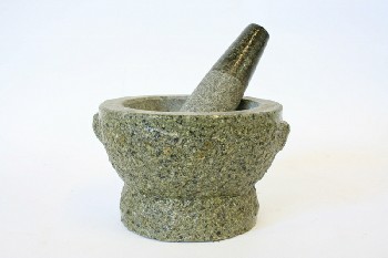 Cookware, Mortar and Pestle, MORTAR & PESTLE,THICK BOWL, W/PESTLE, STONE, GREY