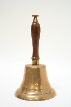 Bell, Wooden Handle, WOOD HANDLE,W/CLAPPER, METAL, BRASS