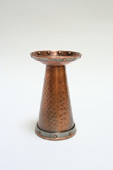 Candles, Holder, TAPERED W/BOWL TOP, HAMMERED TEXTURE, METAL, COPPER