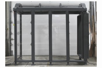 Street, Misc, BUS STOP/SHELTER,PLEXI SIDES,DOMED TOP & PANEL FOR SIGN, WOOD FRAME TRANSPORT BASE ADDED  **NOTES ON TRANSPORT: HIAB Pickup & Delivery Recommended. Must Be Returned W/Transport Base**, METAL, GREY