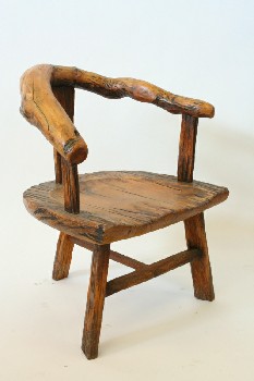 Chair, Rustic , CURVED BRANCH BACK,3 LEGS, RUSTIC, WOOD, NATURAL