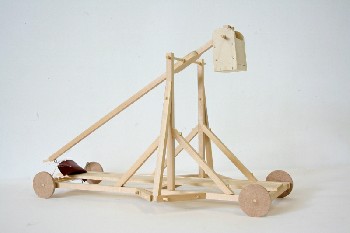 Toy, Misc, TOY CATAPULT W/MOVING PARTS,ON WHEELS, UNFINISHED, WOOD, NATURAL
