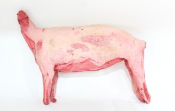 Meat, Animal (Fake), FAKE REALISTIC GOAT OR SIMILAR 4 LEGGED ANIMAL CARCASS, HEADLESS, SKINNED LOOK, RUBBER, PINK