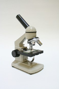Science/Nature, Microscope, LAB,DOME CONNECTOR,ANGULAR ARM,NO ILLUMINATOR, METAL, OFFWHITE
