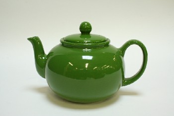 Housewares, Teapot, PLAIN W/LID,HOLE IN BOTTOM, CERAMIC, GREEN