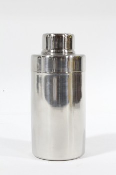 Bar, Tool, MARTINI/COCKTAIL SHAKER, CYLINDRICAL W/LID , METAL, SILVER