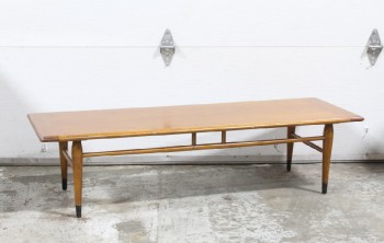 Table, Coffee Table, MODERN, MID CENTURY, RECTANGULAR TOP, DOWELS, TAPERED LEGS W/BLACK CAPPED ENDS, LANE BY KNETCHEL, STYLE 900-01 IN GUNSTOCK WALNUT, WOOD, BROWN