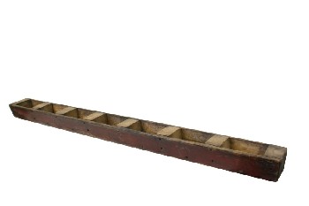 Decorative, Holder, LONG, RECTANGULAR COMPARTMENTS, RUSTIC, BUTTER OR MAPLE SYRUP MOLD, WOOD, BURGUNDY