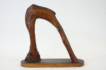 Science/Nature, Wood, ARCHED PIECE OF WOOD ON OVAL WOODEN BASE, WOOD, BROWN