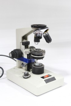 Science/Nature, Microscope, LAB, SLIDE TRAY NOT ATTACHED, COMPONENTS MISSING, METAL, OFFWHITE