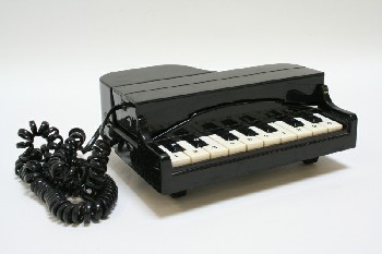 Phone, Single Line, BABY GRAND PIANO, PLASTIC, BLACK