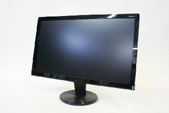 Computer, Monitor, RECTANGULAR, FLAT, ROUND BASE STAND, PLASTIC, BLACK