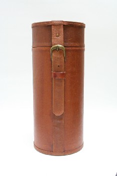 Luggage, Case, LENS CASE, CYLINDRICAL W/LID, BUCKLE FASTENER, VINYL, BROWN