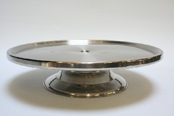 Housewares, Cake/Pie Stand, STAND, BRUSHED FINISH TOP, DISPLAY OR SERVING PEDESTAL , METAL, SILVER
