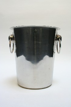 Bar, Ice Bucket, CYLINDRICAL W/SLIGHT TAPER,SMOOTH W/SIDE RING HANDLES, STAINLESS STEEL, SILVER