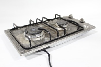 Appliance, Stove, DOUBLE BURNER STOVE TOP, AGED , METAL, GREY