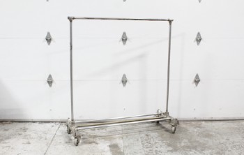 ANTIQUE STORE FIXTURE, 3 LOWER BARS, ROLLING, 4 WHEELS, AGED, USED, Large Miscellaneous & Floor