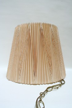 Lighting, Hanging, PLEATED SHADE W/LONG CHAIN & ELECTRICAL CORD, FABRIC, BEIGE