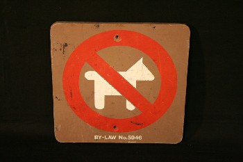 Sign, Prohibit, NO DOGS ALLOWED SYMBOL,RED & WHITE, WOOD, BROWN